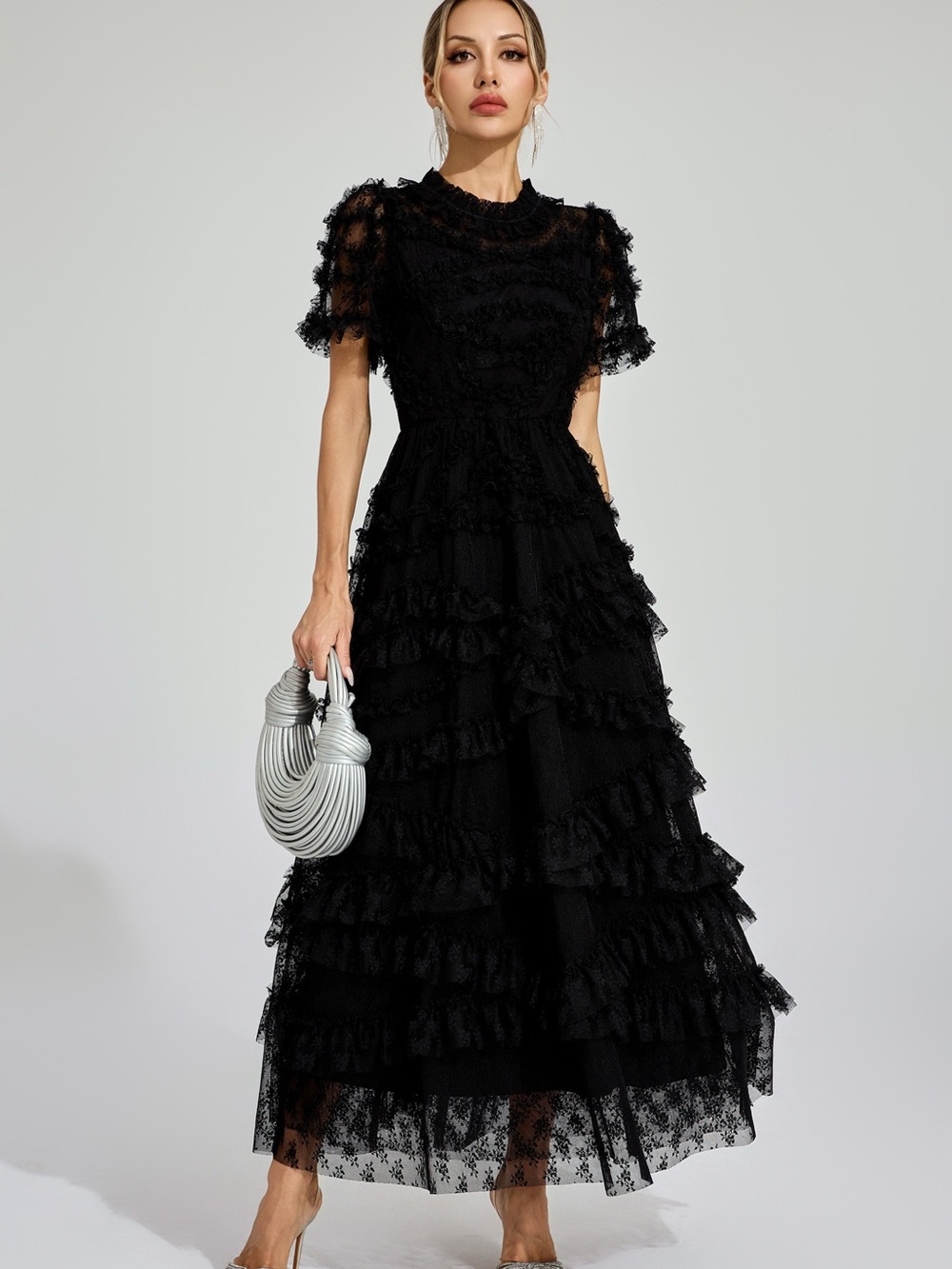 Saroyan Black Floral Midi Dress Catchall Size L